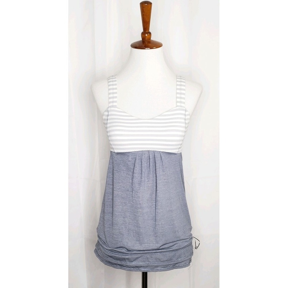 Lululemon Women's Size 4 Grey Open Sides Athletic Tank Top Built In Bra